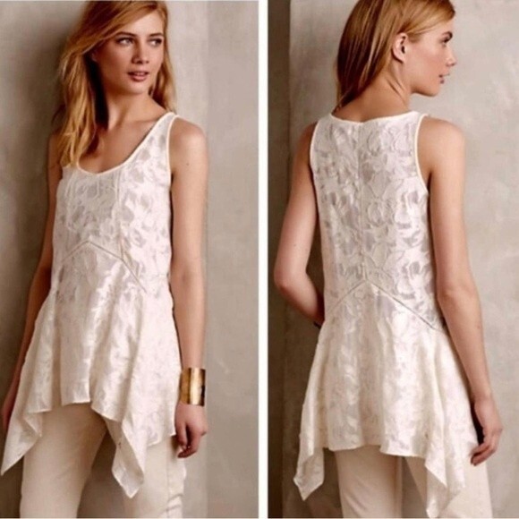 Anthropologie Vanessa Virginia lacework cotton blend top size small - Picture 2 of 7